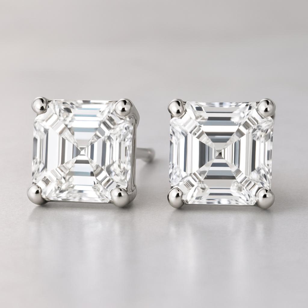 Lab Grown Asscher Cut Diamond Earrings 6.00 Carat