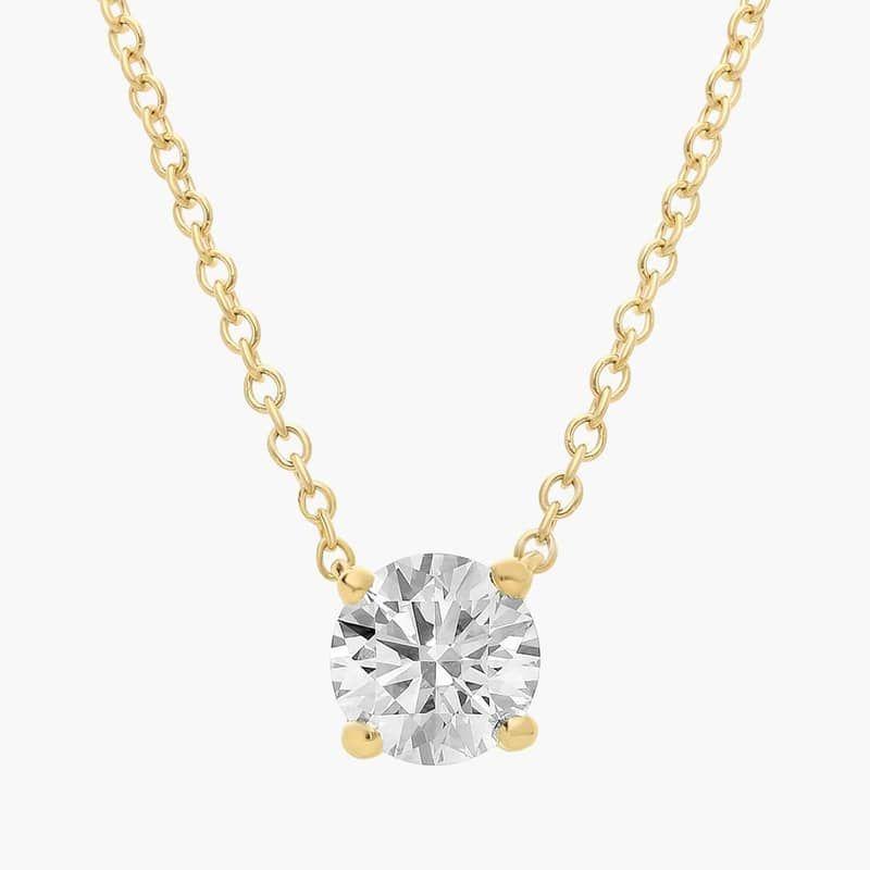Lab Grown Diamond Solitaire Necklace D-E SI1 14K Yellow Gold 1.00cttw