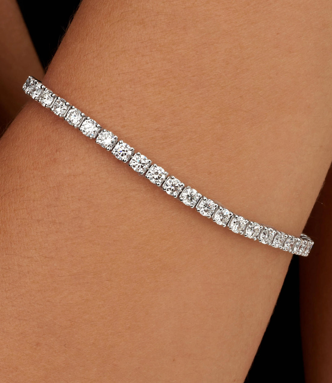Lab Grown Diamond Tennis Bracelet D-E VS2 14K White Gold 3.00ct t/w 4-Prong