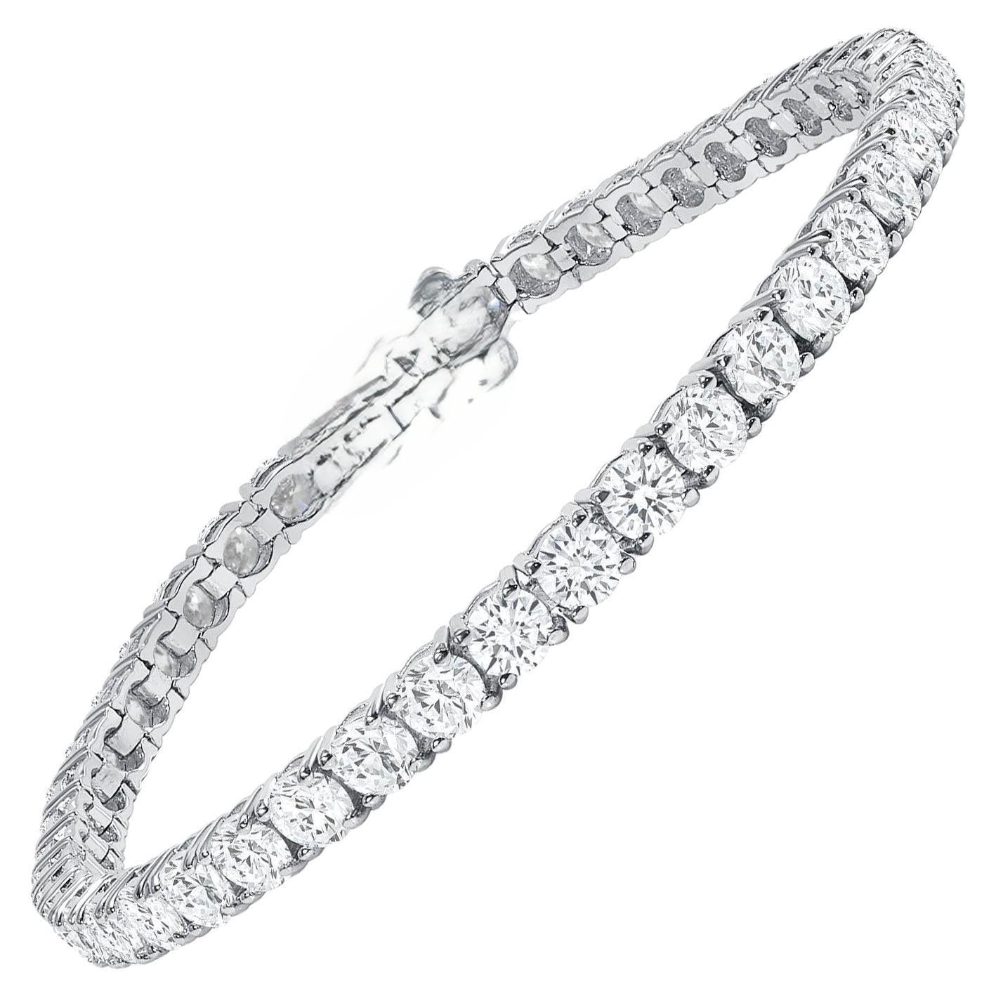 Natural 7"18.19ct t/w Diamond Tennis Bracelet G SI1-SI2 14K White Gold 4-Prong