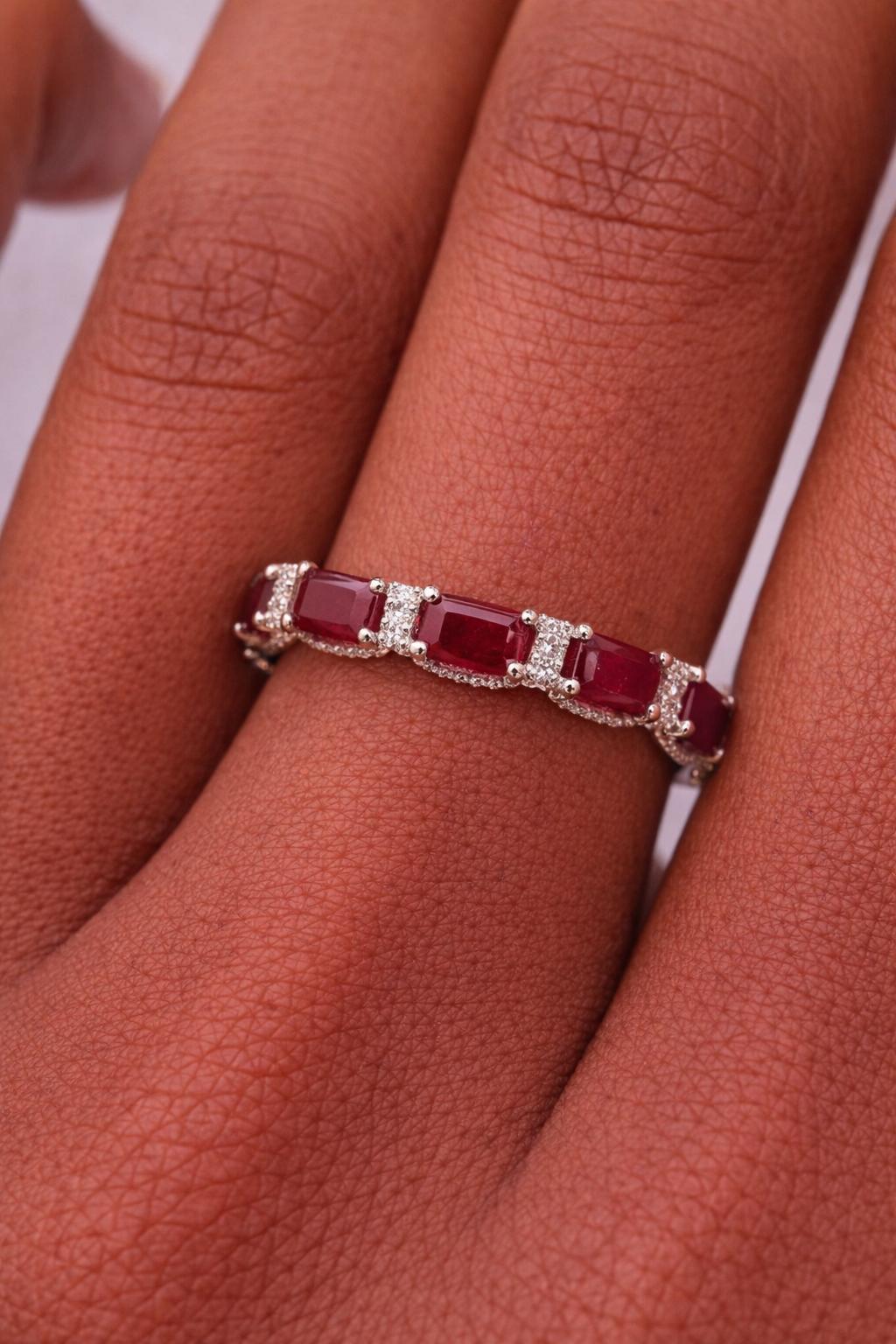 Ruby Hudson and Natural Diamond Eternity Band in W/G