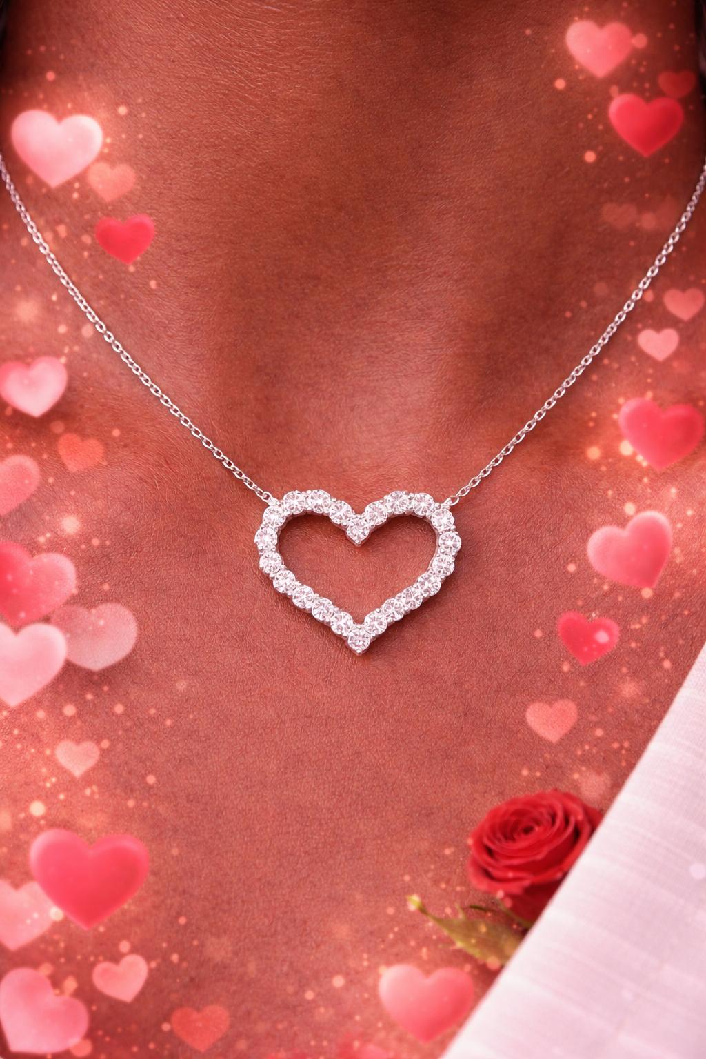 Valentine's day! Heart-Shaped 2.00ct Diamond Pendant Necklace