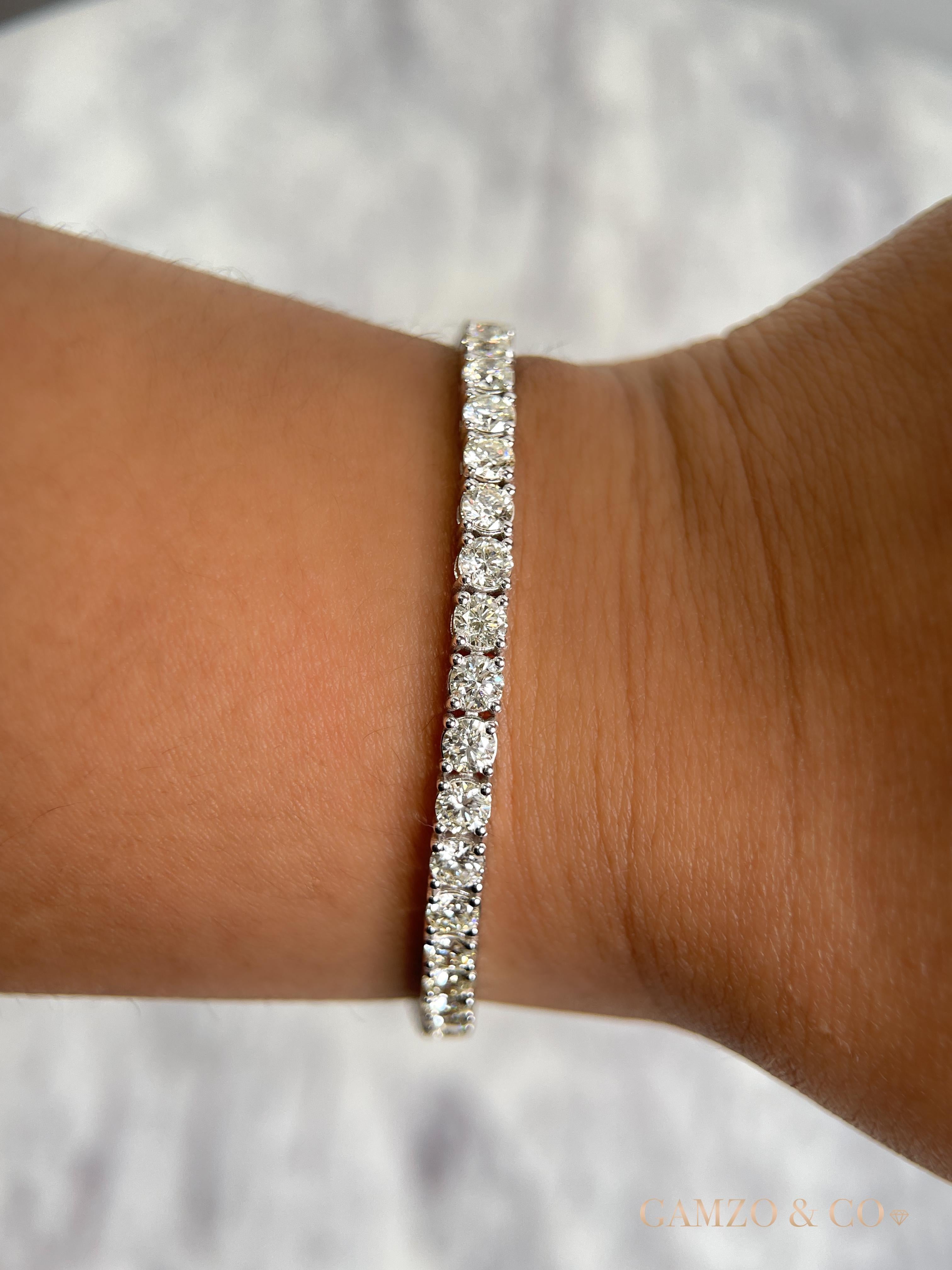 Natural 7" Diamond Tennis Bracelet G-H SI1-SI2 14K White Gold 7.99ct t/w 4 Prong