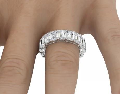 Lab Grown 4.87ct t/w Diamond Eternity Ring D-E VS1-VS2 18K White Gold