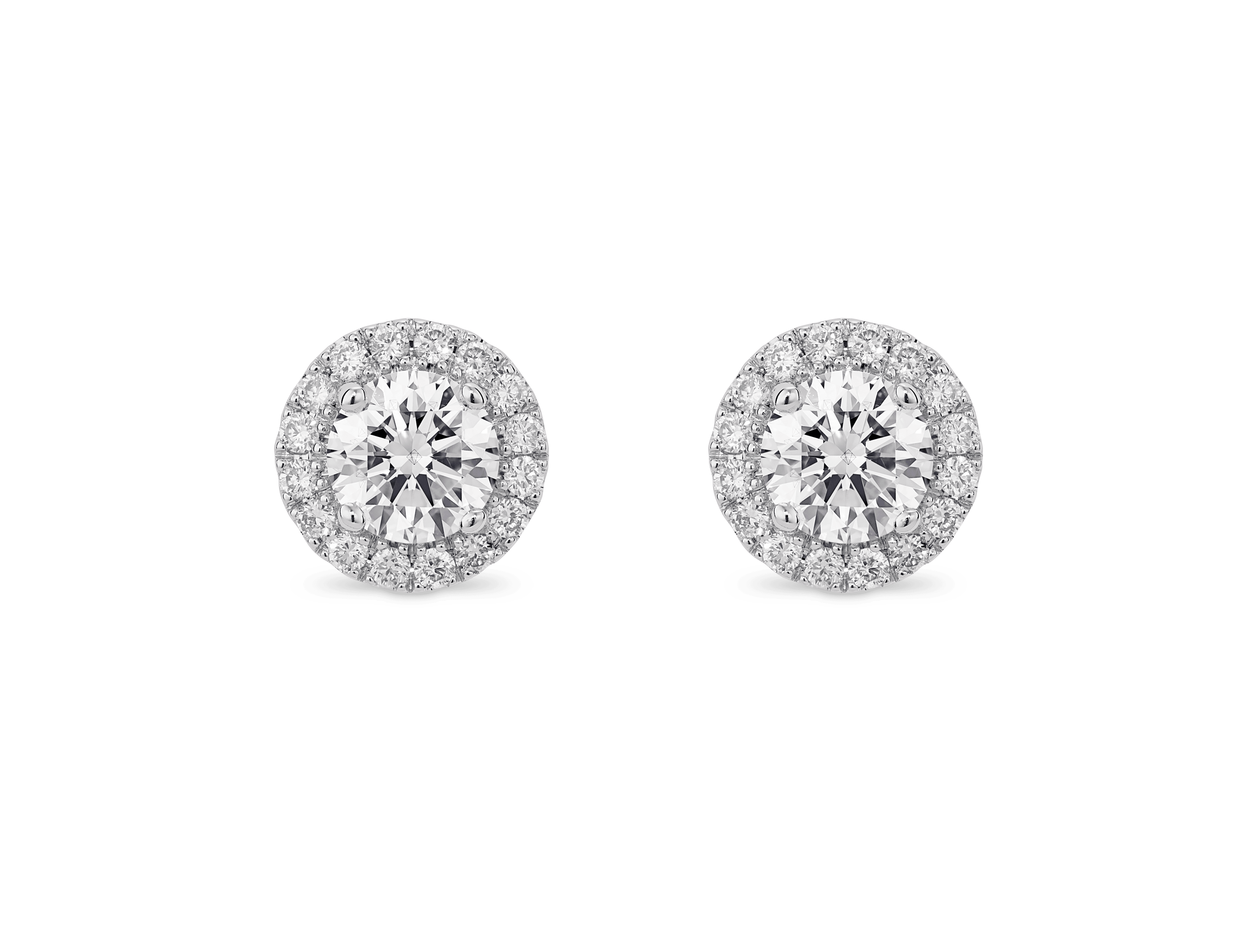 Lab-Grown Diamond 1ct. tw. Halo 14k Gold Earrings | White