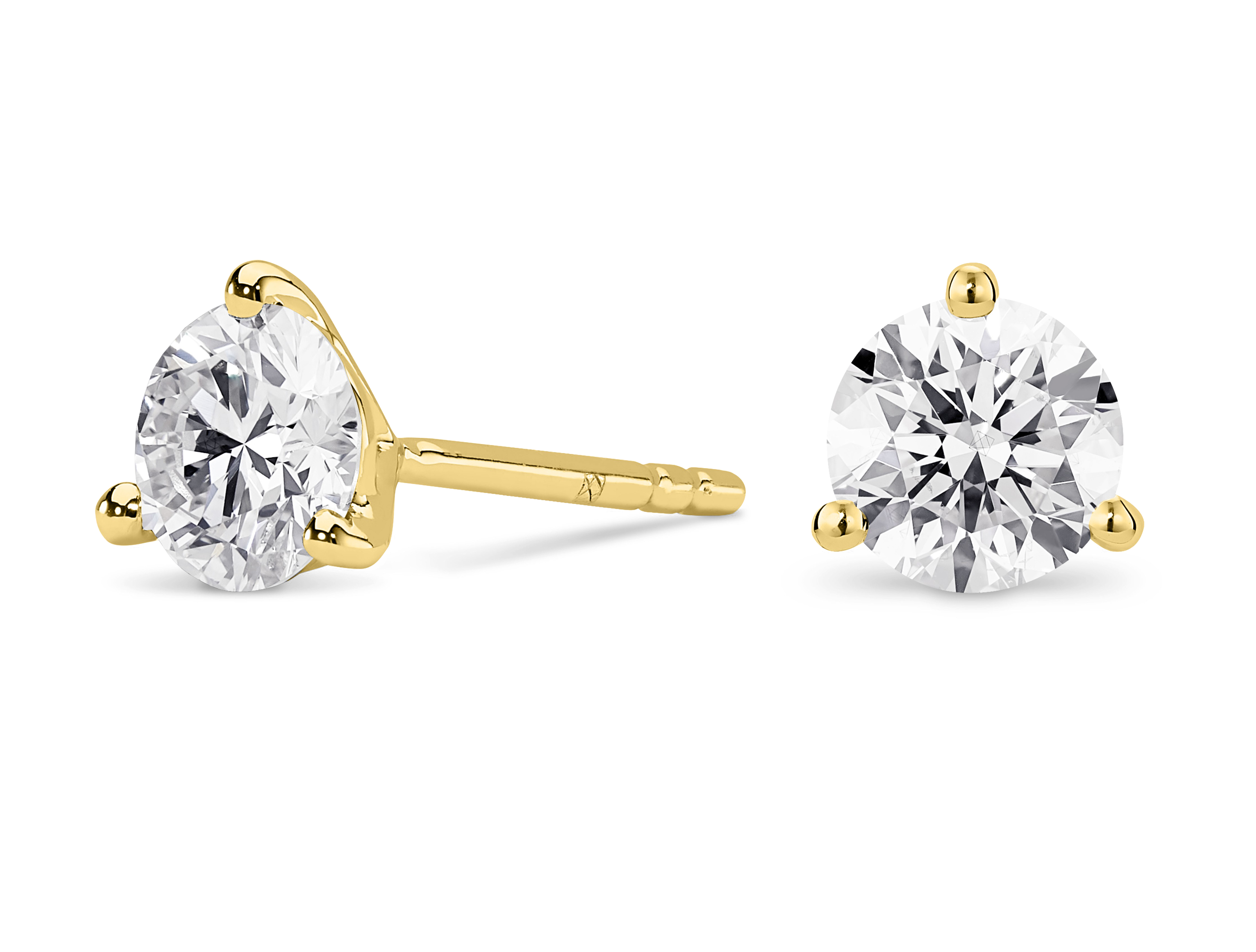 Lab-Grown Diamond 3ct. tw. Round Brilliant Studs and Pendant Yellow Gold Set | White