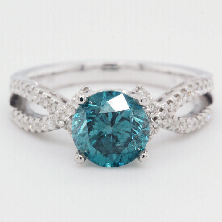 18k White Gold Engagement Ring with 1.6ct Blue Diamond