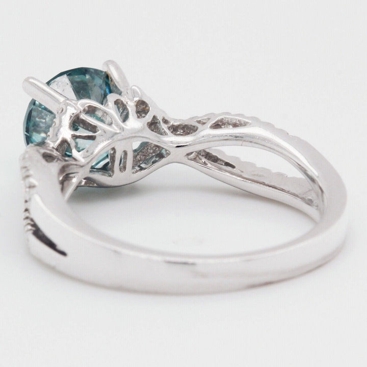18k White Gold Engagement Ring with 1.6ct Blue Diamond