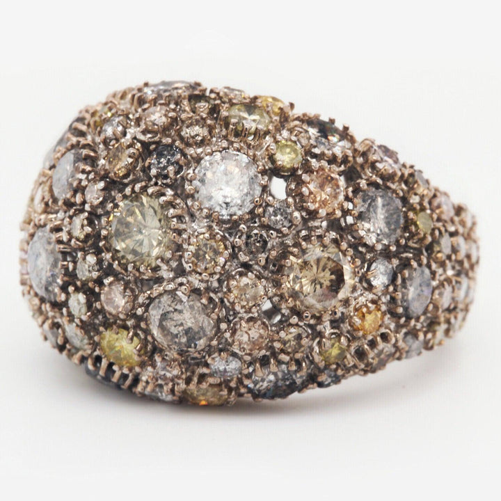 18K White Gold Cocktail Ring with 7.98ct of Multicolor Diamonds