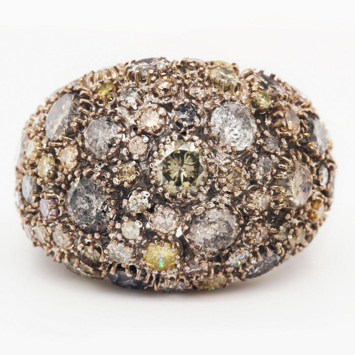 18K White Gold Cocktail Ring with 7.98ct of Multicolor Diamonds