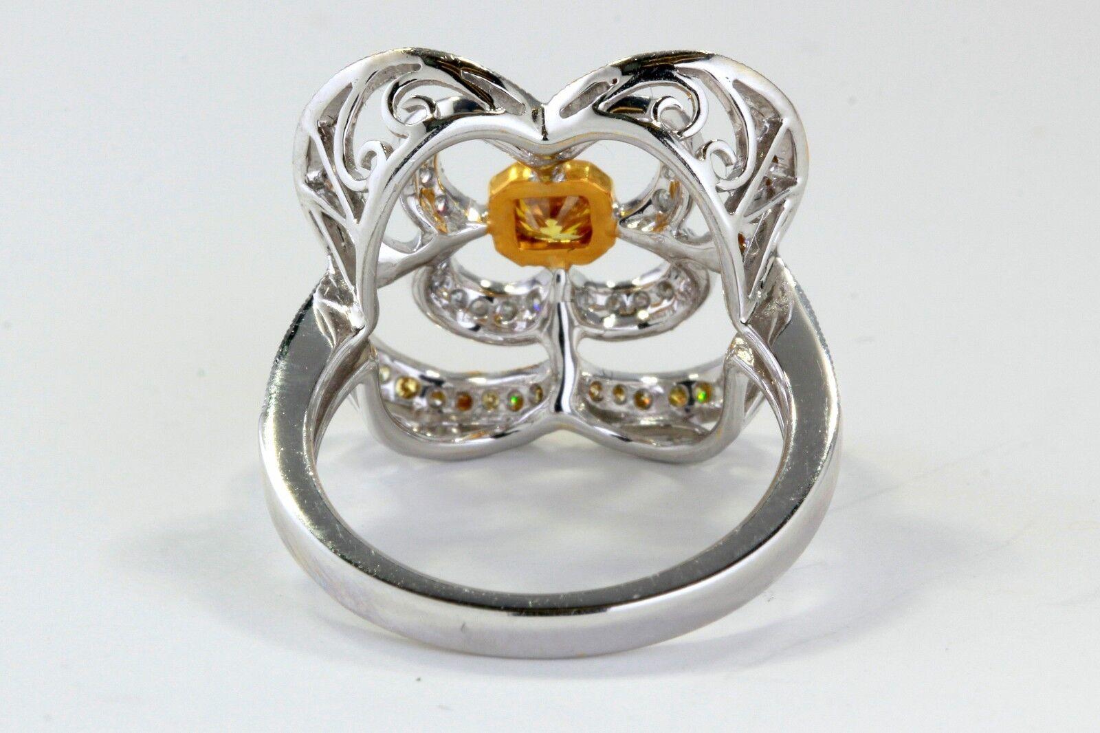 18k Gold Ring with 0.23ct Yellow Diamond & Floral Design