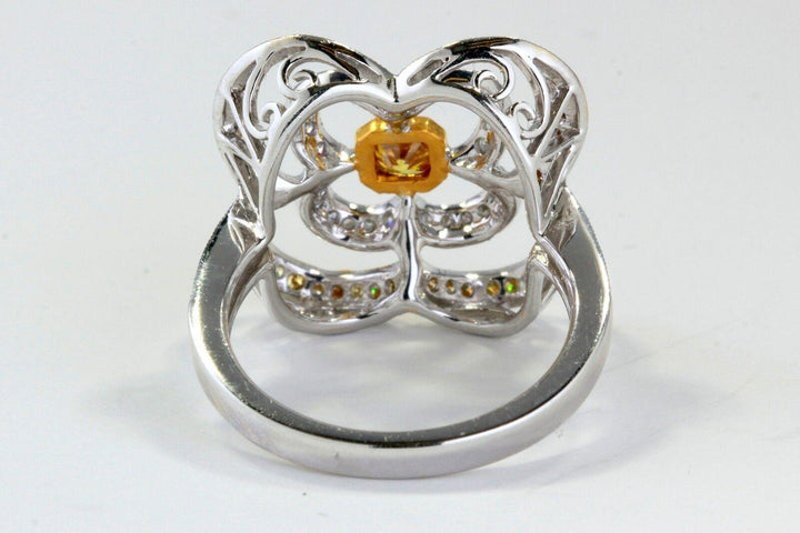 18k Gold Ring with 0.23ct Yellow Diamond & Floral Design