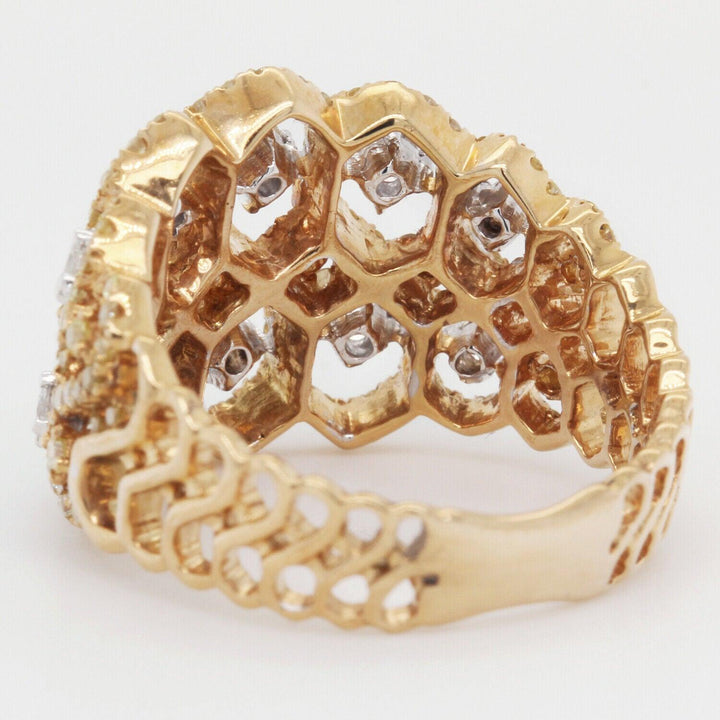 18k Yellow Gold Ring with Yellow & White Diamonds 0.82ct Size 6.25