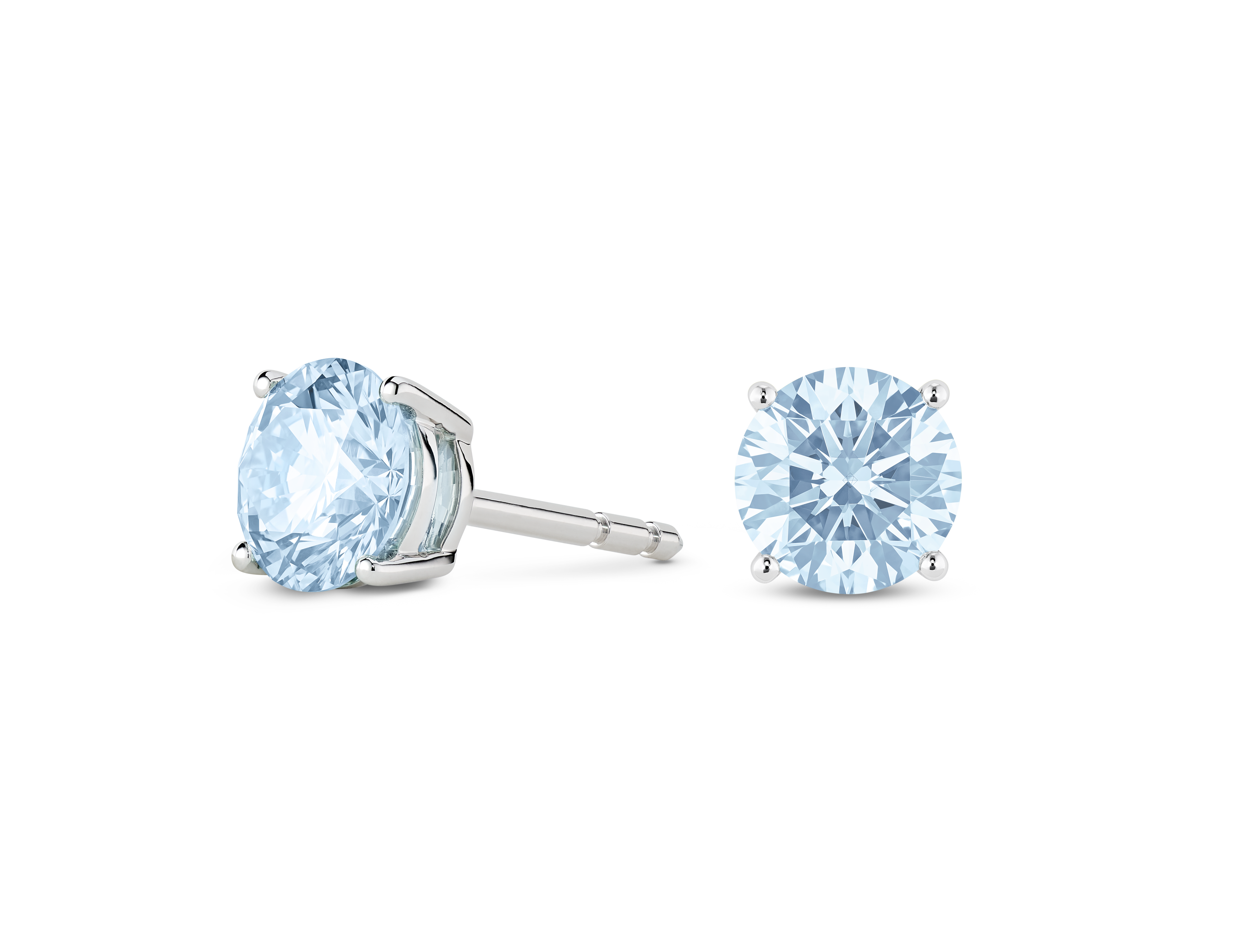 Finest Lab-Grown Diamond 2ct. tw. Round Brilliant Solitaire Studs | Blue