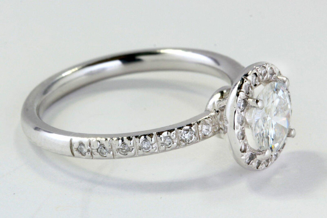 Halo Diamond Engagement Ring with 1.35 total Carat Weight in 14k White Gold