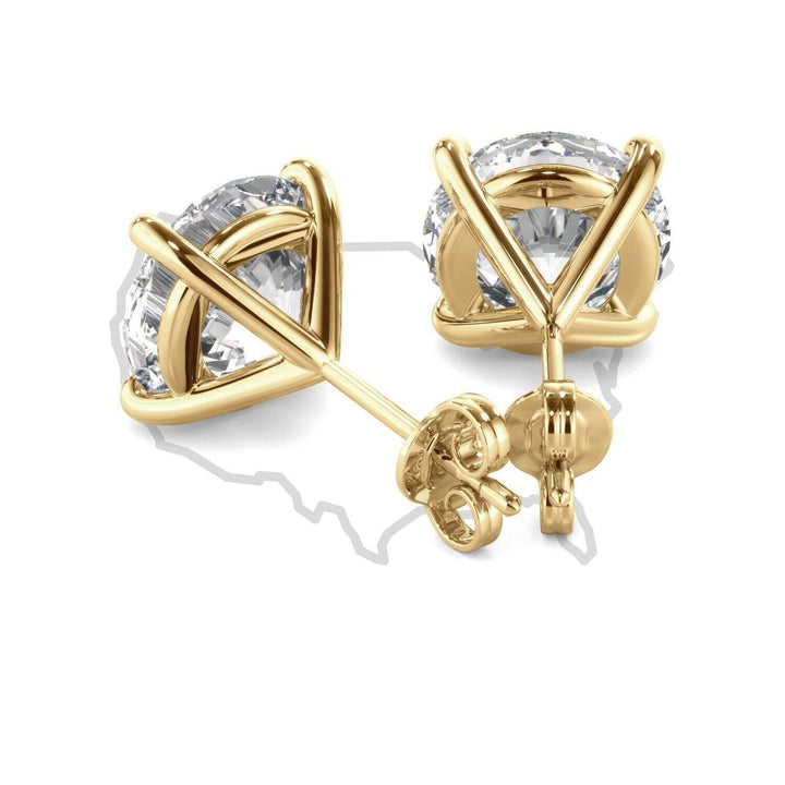 5.0ct Diamond Stud Earrings in 14k Yellow Gold 4-Prong Setting