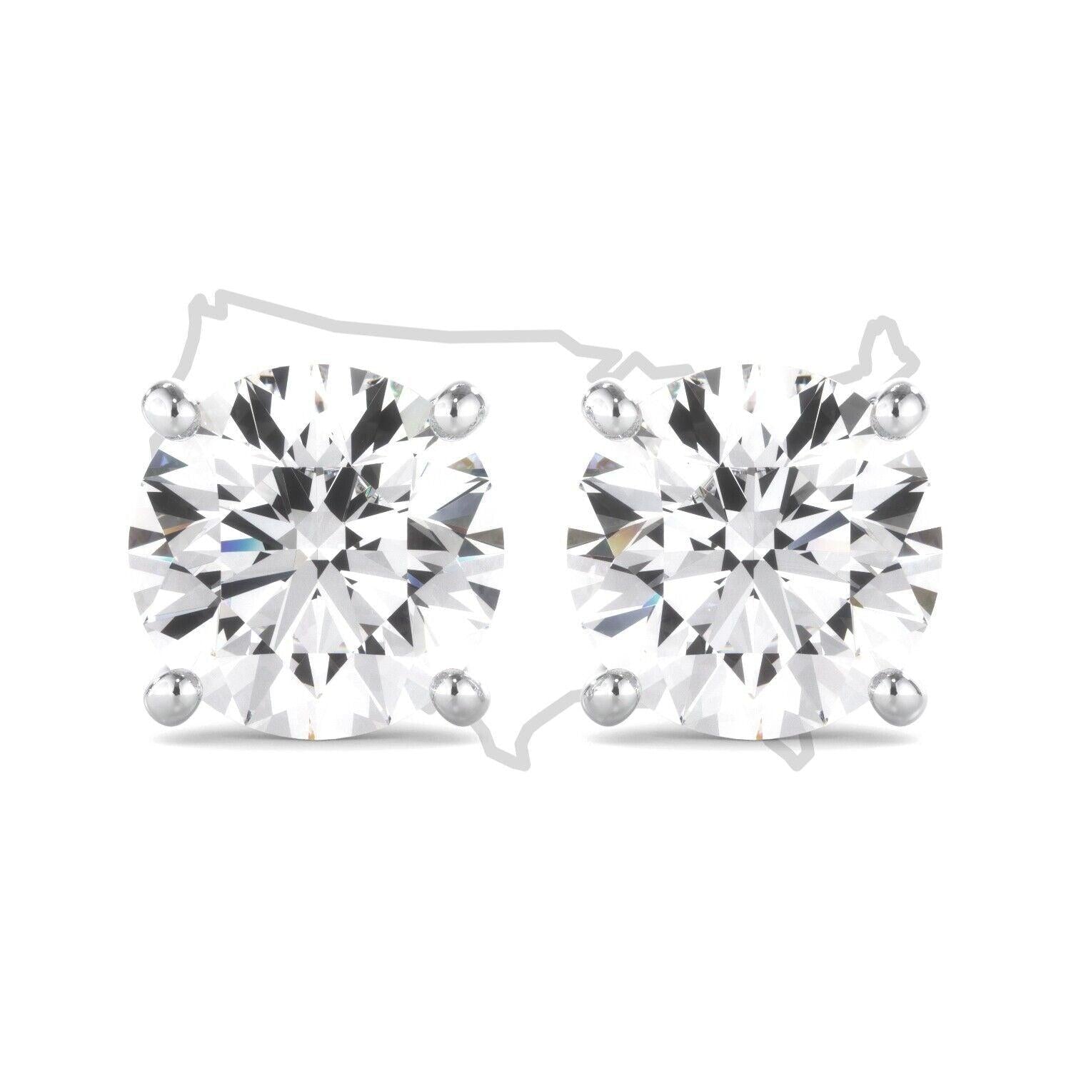 Lab Grown 5.00Ct Round Diamond Stud Solitaire Earrings G VS2 14k white Gold