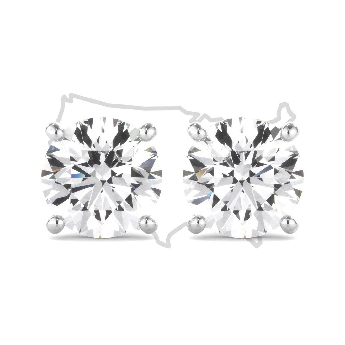 Lab Grown 5.00Ct Round Diamond Stud Solitaire Earrings G VS2 14k white Gold