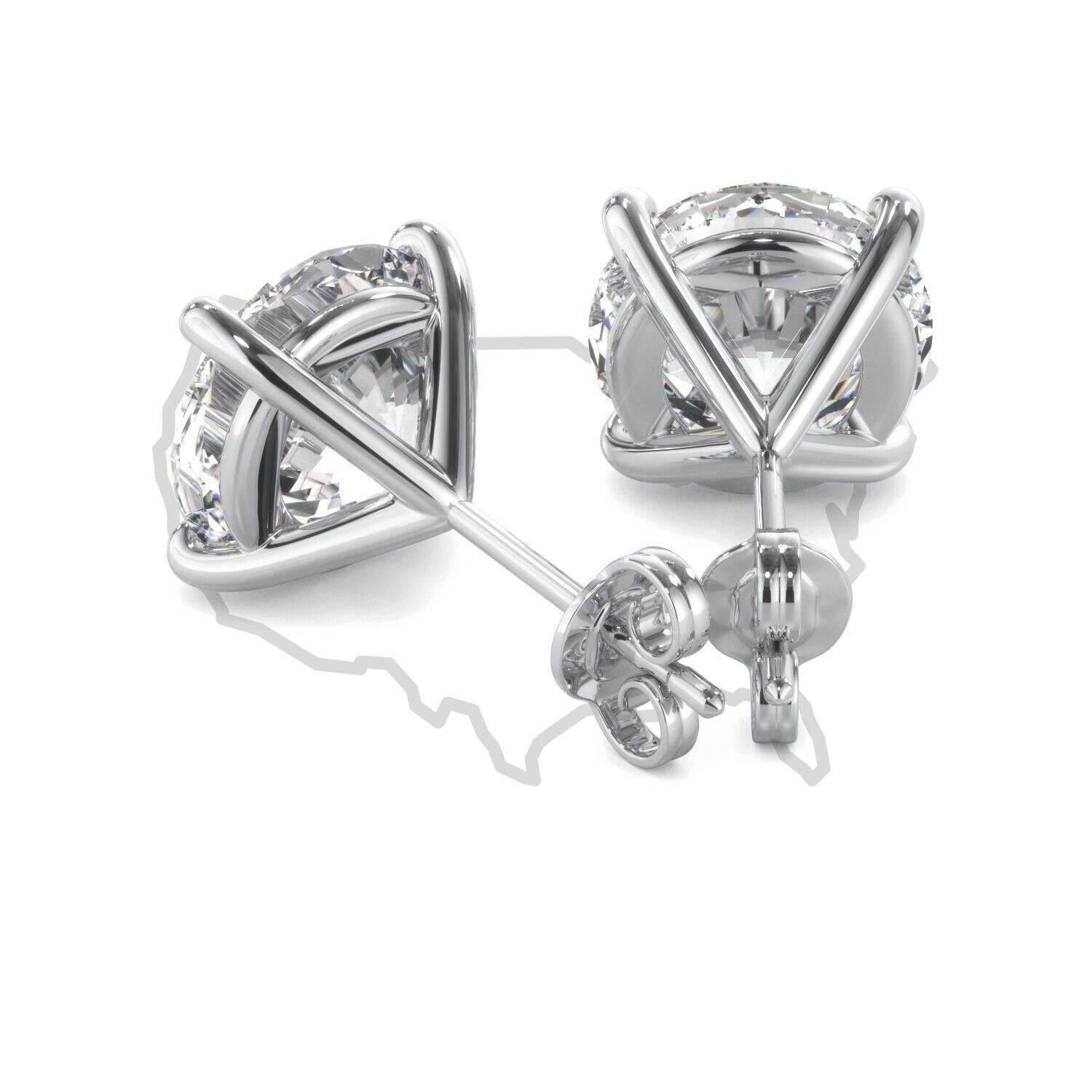 Lab Grown 5.00Ct Round Diamond Stud Solitaire Earrings G VS2 14k white Gold