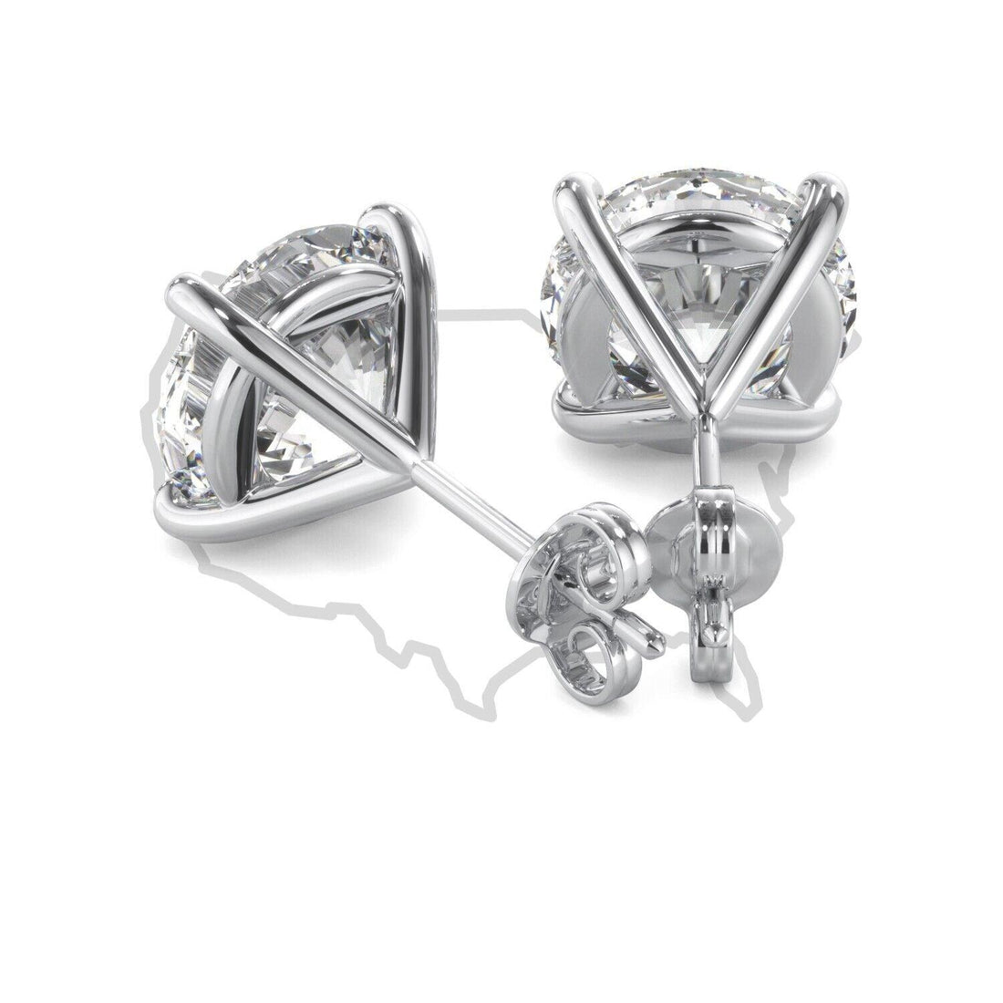 Lab Grown 5.00Ct Round Diamond Stud Solitaire Earrings G VS2 14k white Gold