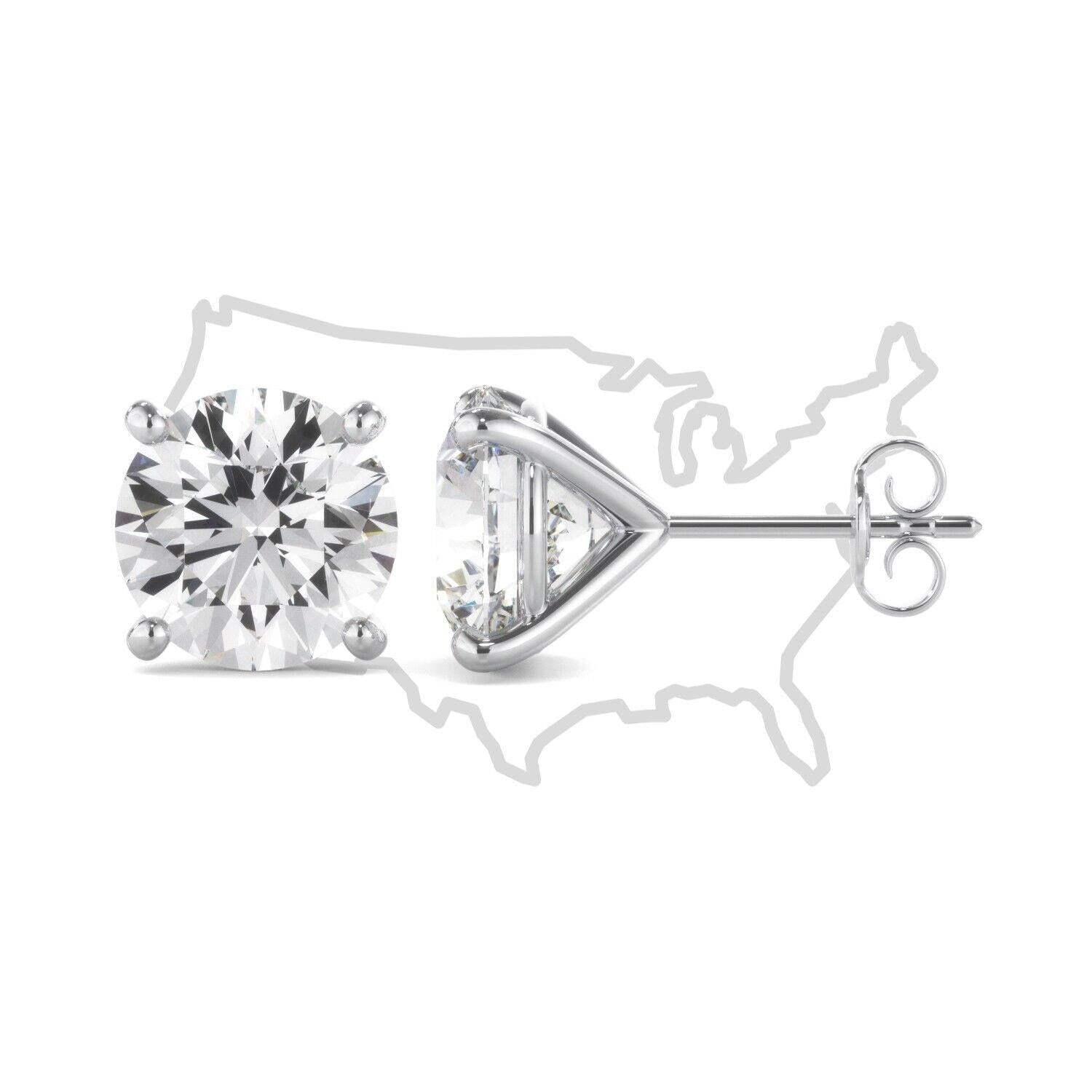Lab Grown 5.00Ct Round Diamond Stud Solitaire Earrings G VS2 14k white Gold