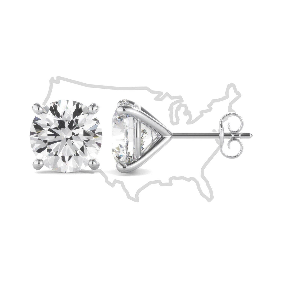 Lab Grown 5.00Ct Round Diamond Stud Solitaire Earrings G VS2 14k white Gold