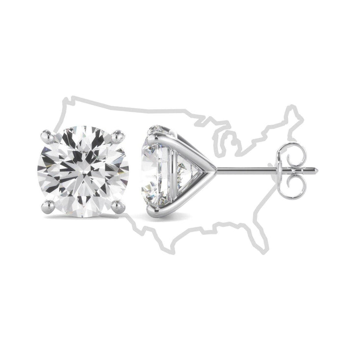 Lab Grown 5.00Ct Round Diamond Stud Solitaire Earrings G VS2 14k white Gold