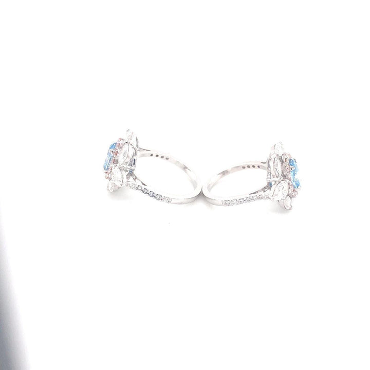 Lab Grown Blue and Pink Diamond Designer Ring 3.10 TCW 14K White Gold