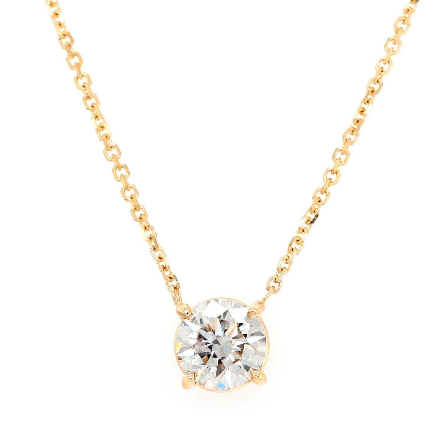 Lab Grown Diamond Solitaire Necklace D-E SI1 14K Yellow Gold 1.00cttw