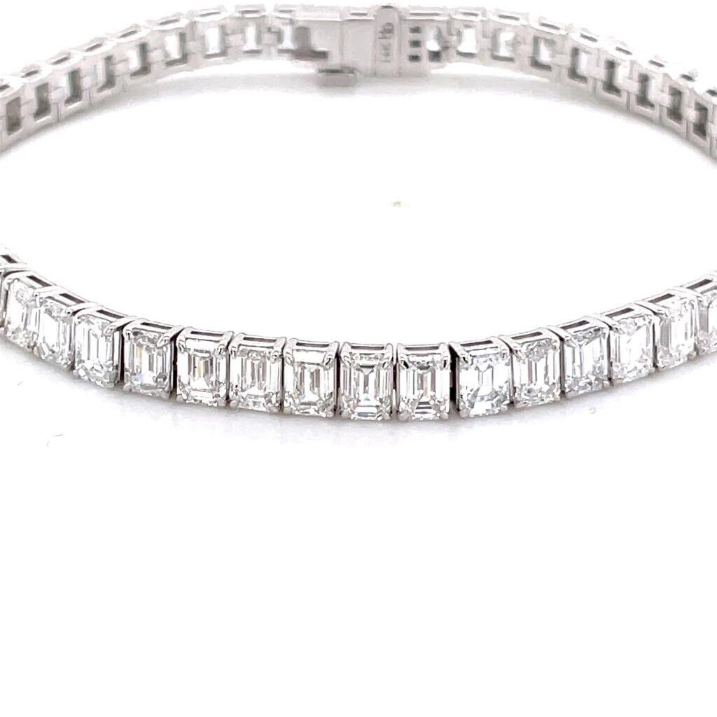 Lab Grown Diamond Tennis Bracelet D-E VS1-VS2 14K White Gold 14.65ct t/w 4-Prong