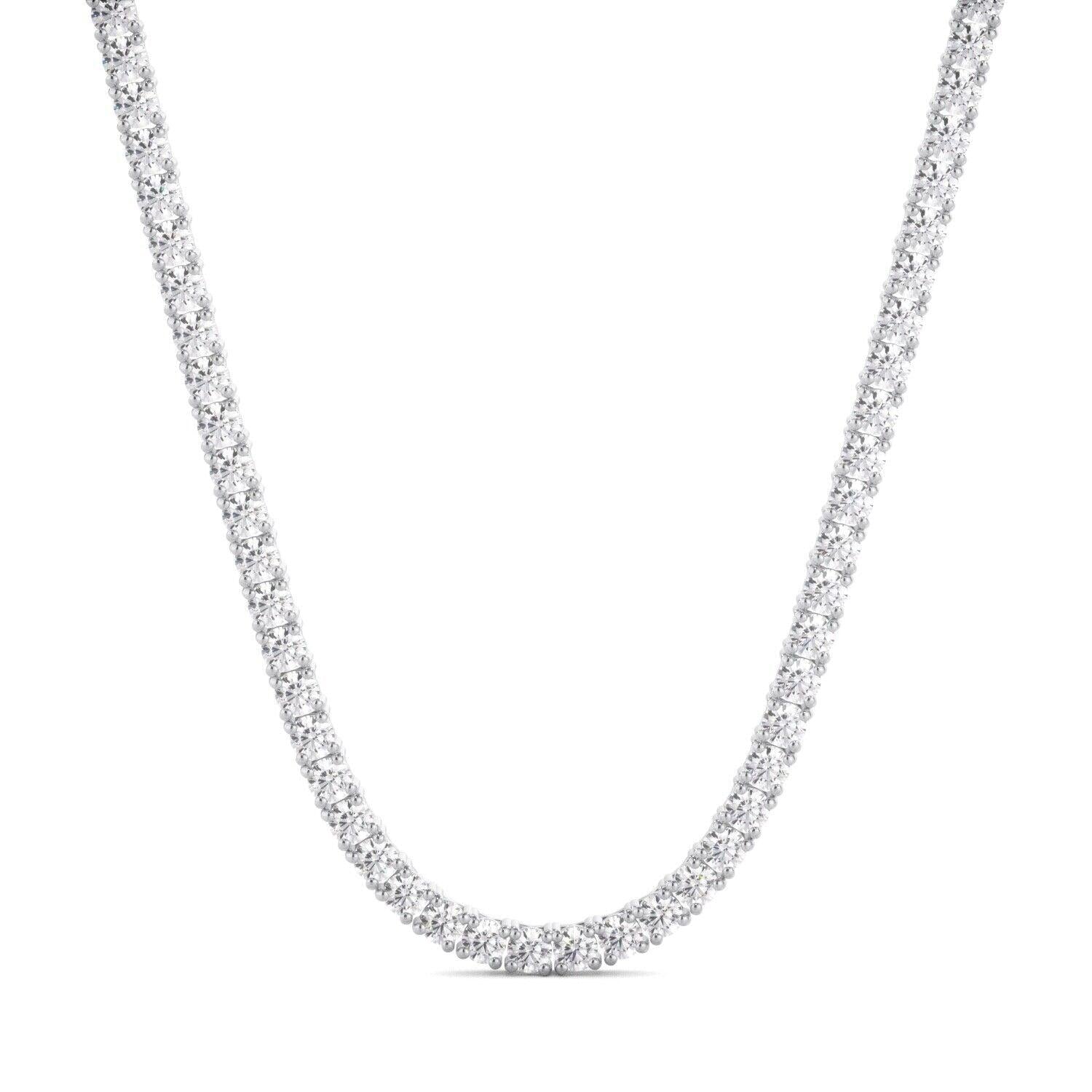 Lab Grown Diamond Tennis Necklace D-E VS1-VS2 14K White Gold 10.67cttw 4 Prong