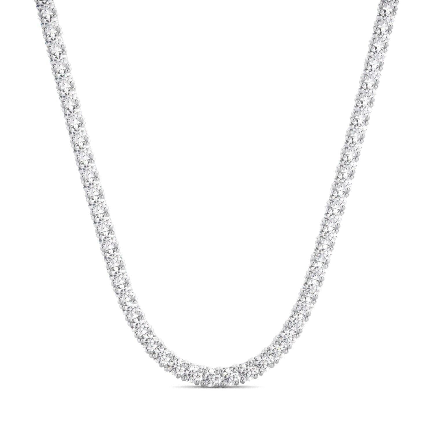 Lab Grown Diamond Tennis Necklace D-E VS1-VS2 14K White Gold 4.73cttw 4 Prong