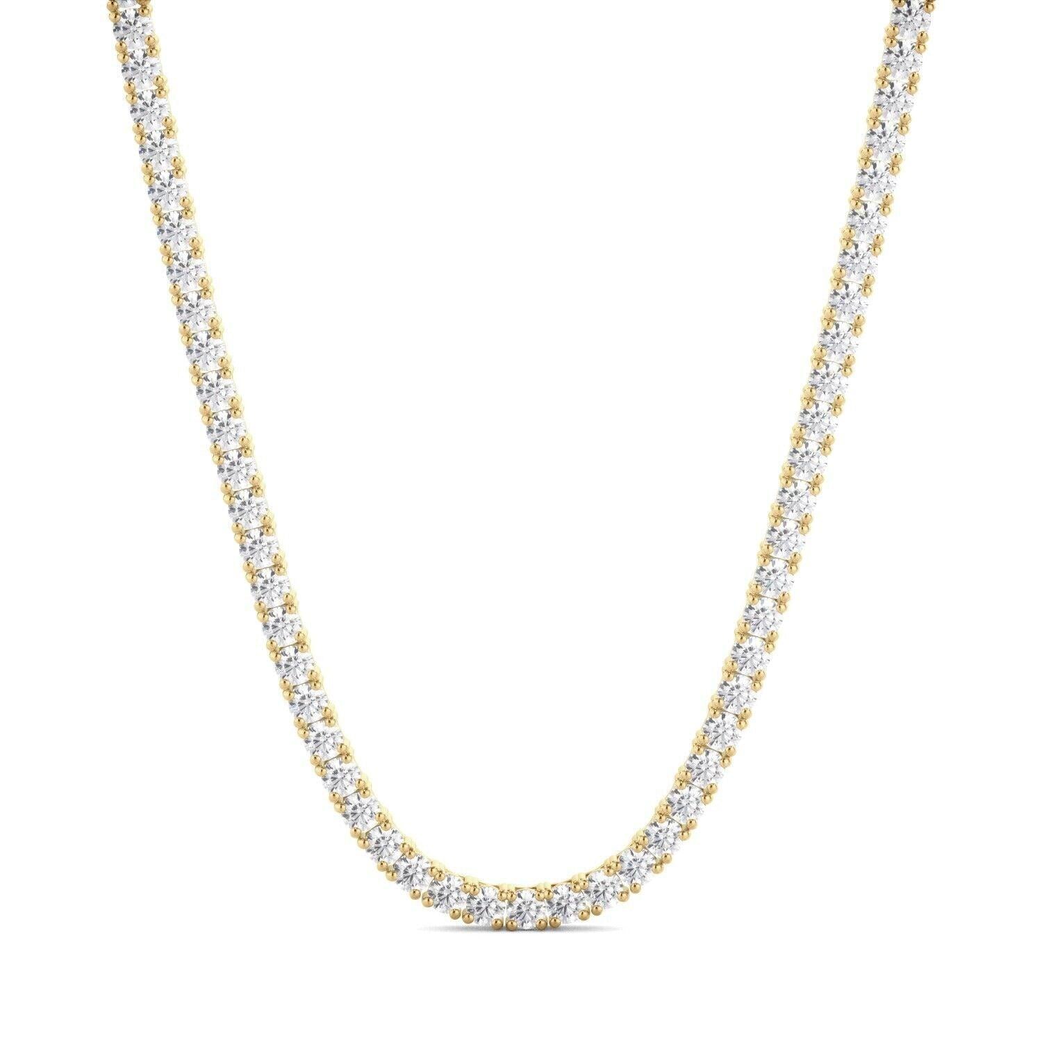 Lab Grown Diamond Tennis Necklace D-E VS1-VS2 14K Yellow Gold 5.92ct t/w 4-Prong