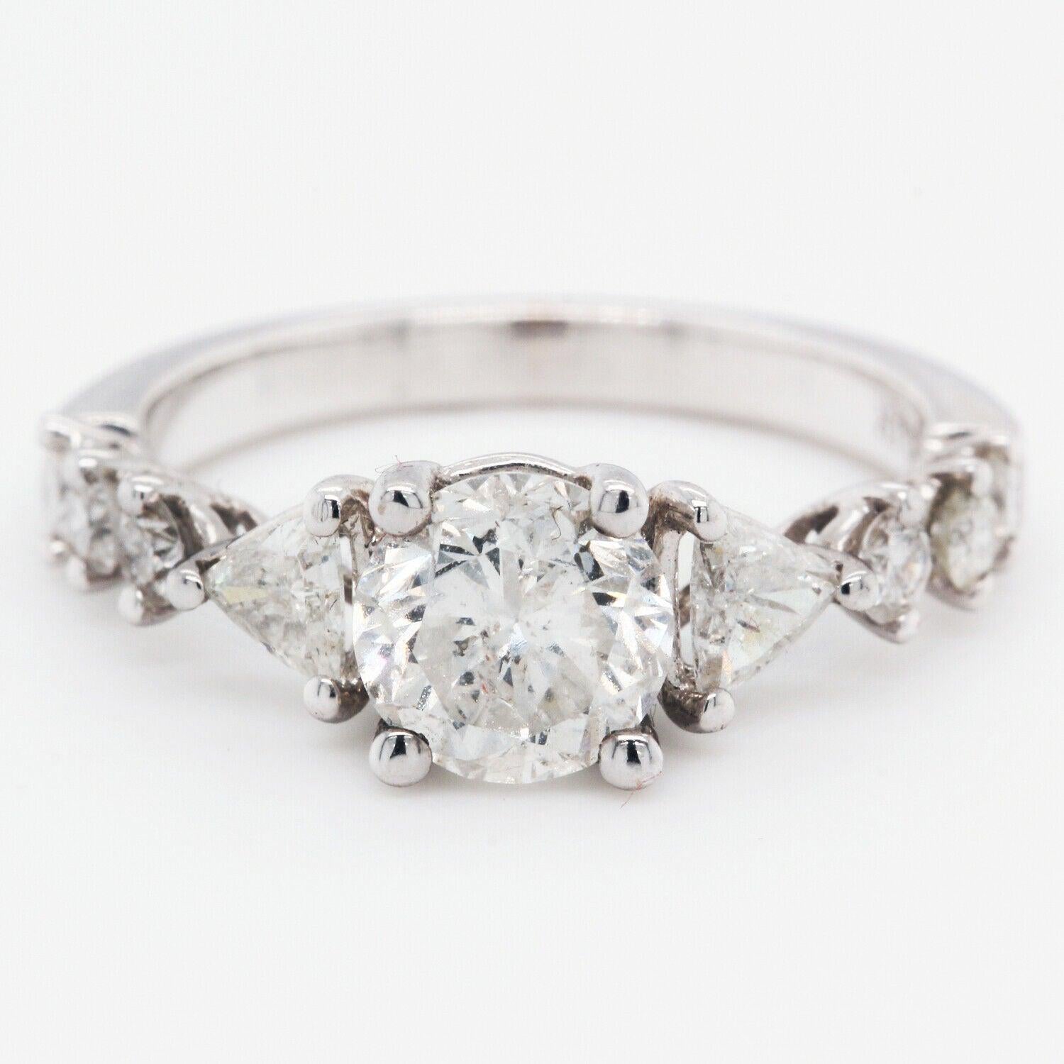 Multi stone Diamond Engagement Ring Triangle Side Stones Clarity Enhanced 2.14