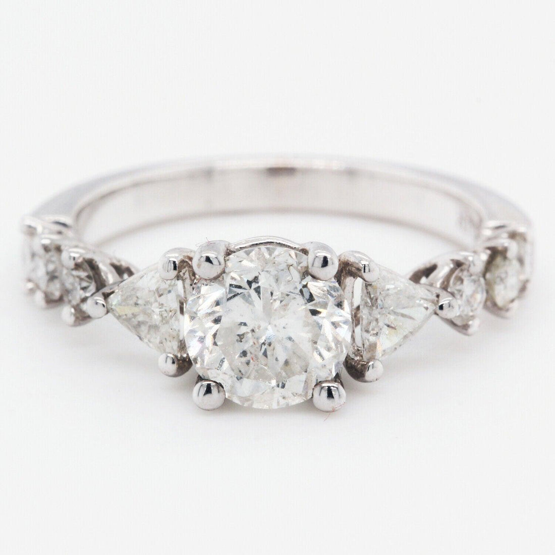 Multi stone Diamond Engagement Ring Triangle Side Stones Clarity Enhanced 2.14