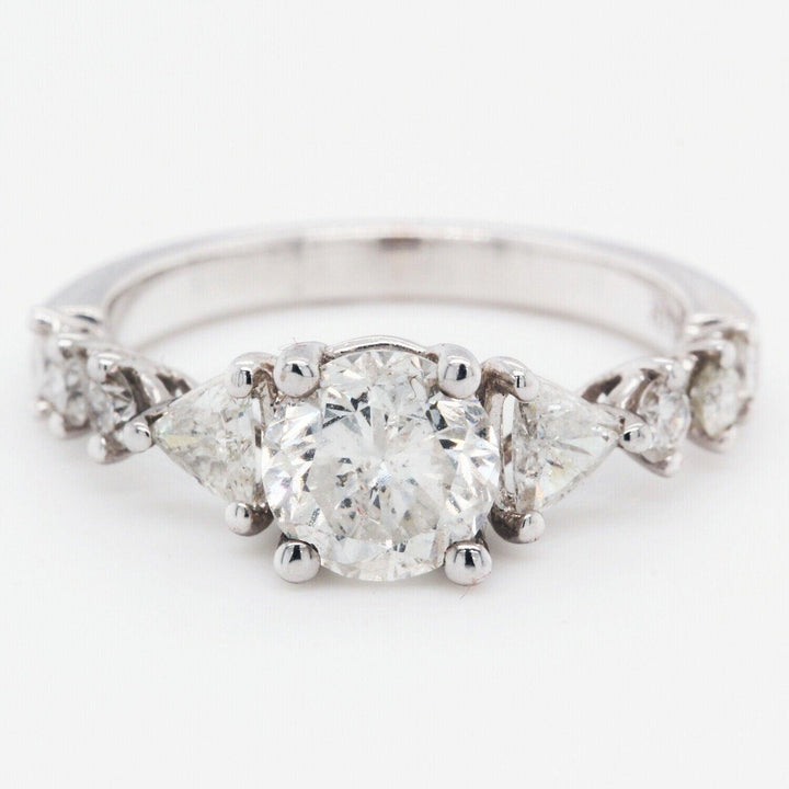 Multi stone Diamond Engagement Ring Triangle Side Stones Clarity Enhanced 2.14
