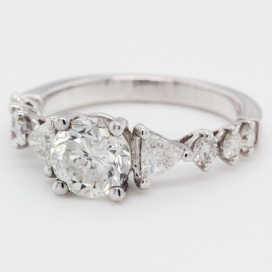 Multi stone Diamond Engagement Ring Triangle Side Stones Clarity Enhanced 2.14