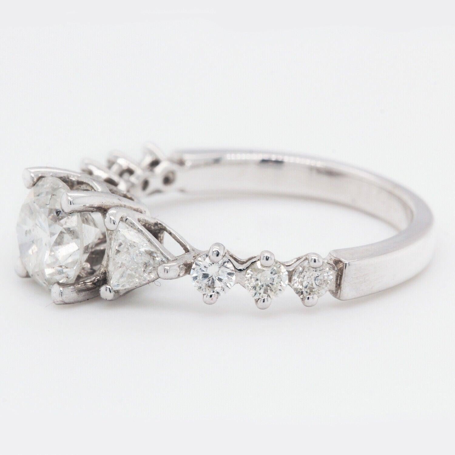 Multi stone Diamond Engagement Ring Triangle Side Stones Clarity Enhanced 2.14