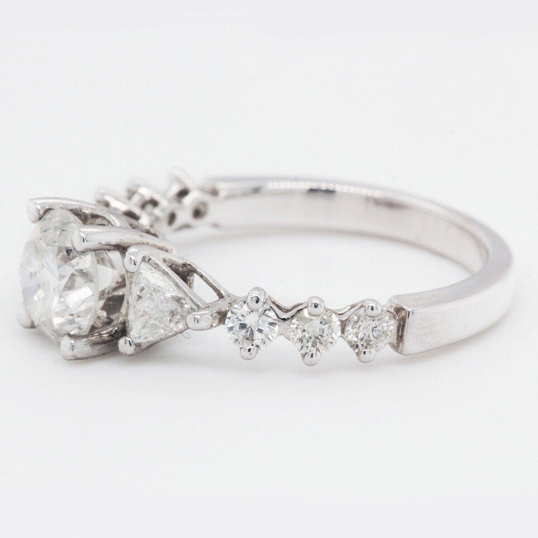 Multi stone Diamond Engagement Ring Triangle Side Stones Clarity Enhanced 2.14