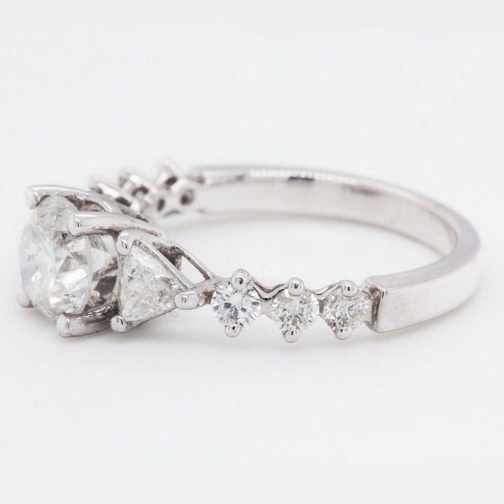 Multi stone Diamond Engagement Ring Triangle Side Stones Clarity Enhanced 2.14