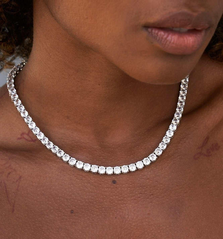 Natural Diamond Tennis Necklace G-H SI1-SI2 14K White Gold 13.77cttw 4 Prong