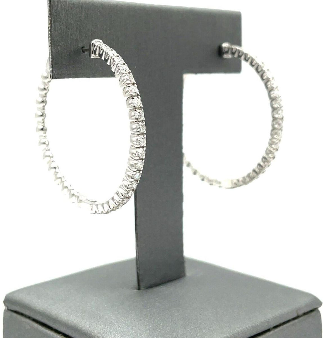 (Natural) 1.20ct Diamond Hoop 14k Earrings