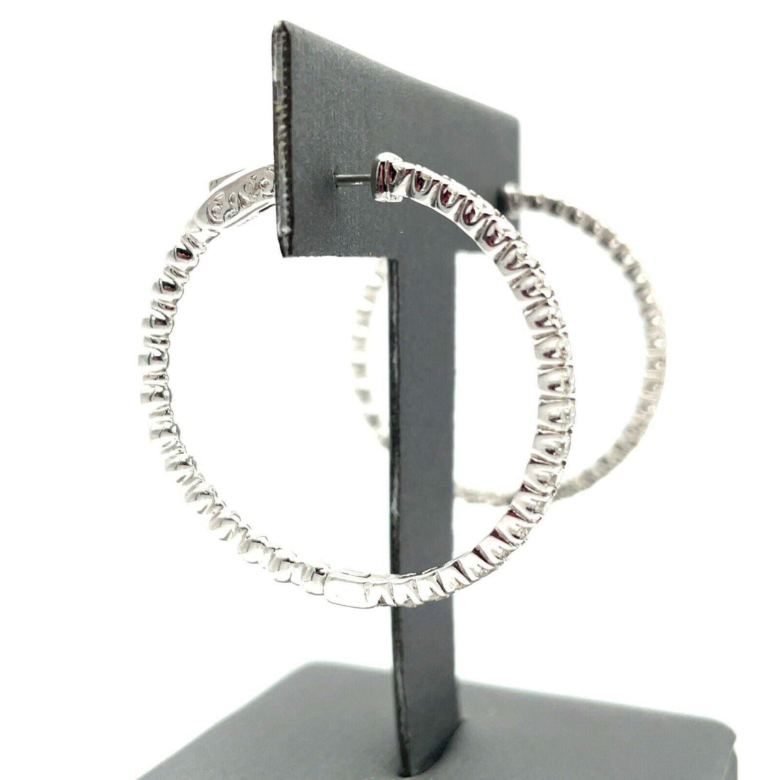 (Natural) 1.20ct Diamond Hoop 14k Earrings