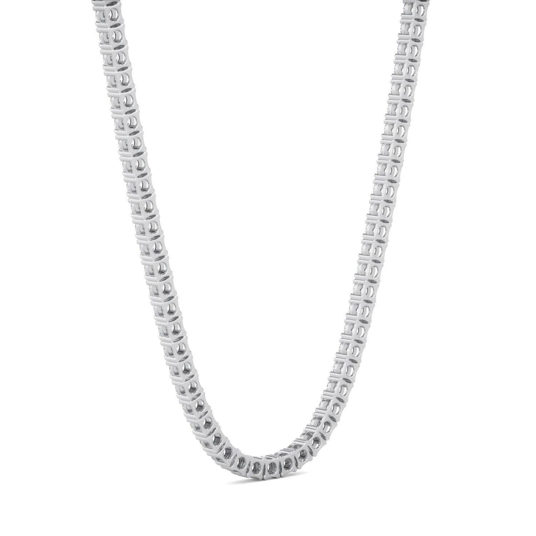 Natural 12.70ct t/w Diamond Tennis Necklace G-H SI1-SI2 14K White Gold 4-Prong