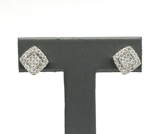Natural 1.30ct Diamond pave Stud Earrings Square