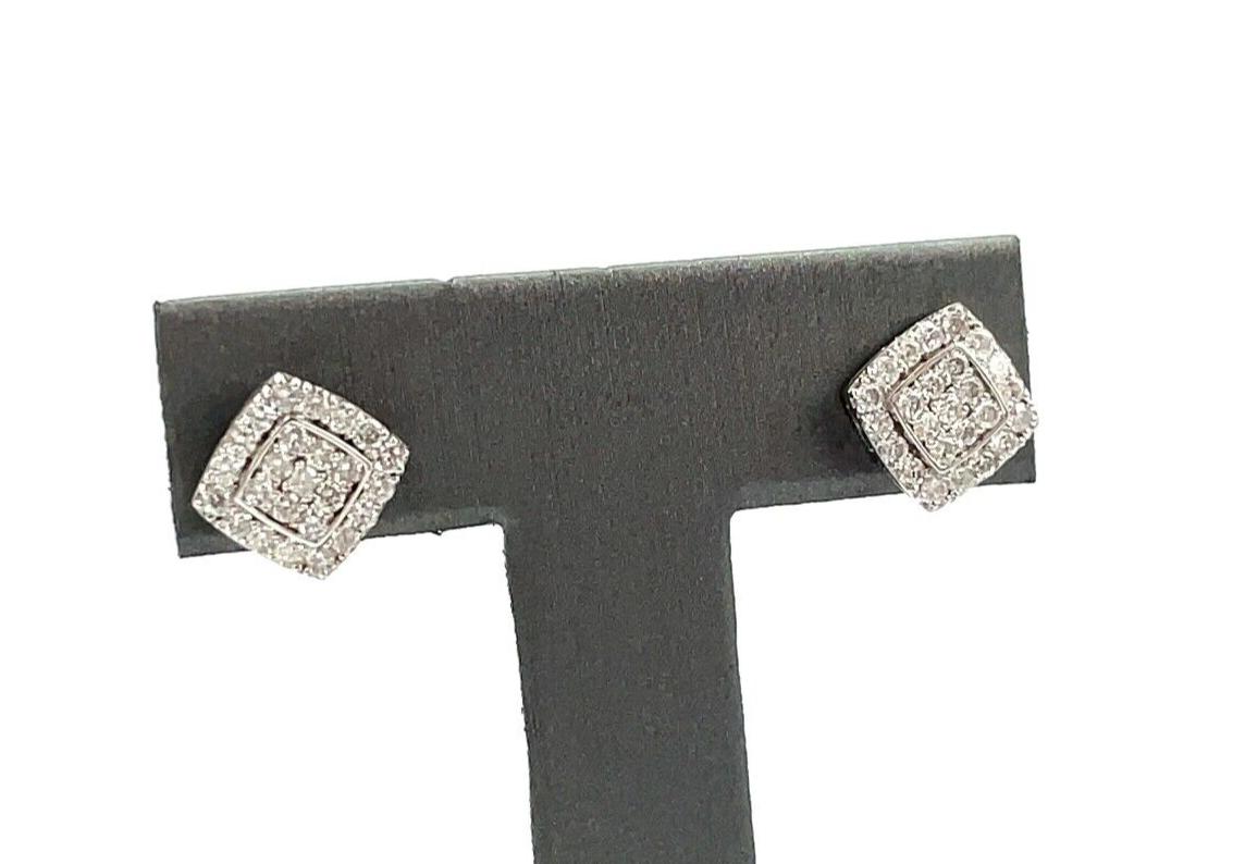 Natural 1.30ct Diamond pave Stud Earrings Square