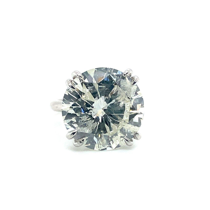 Natural 14.26ct Round Cut Diamond Solitaire Engagement 14K W/G Ring I SI3