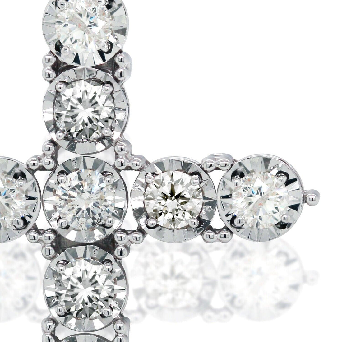 Natural 1.45ct t/w Diamond Cross Pendant in Illusion Setting white gold