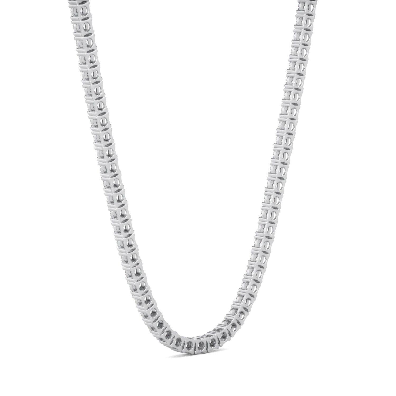 Natural 16.65ct t/w 18" Diamond Tennis Necklace G-H SI1-SI2 14K White Gold