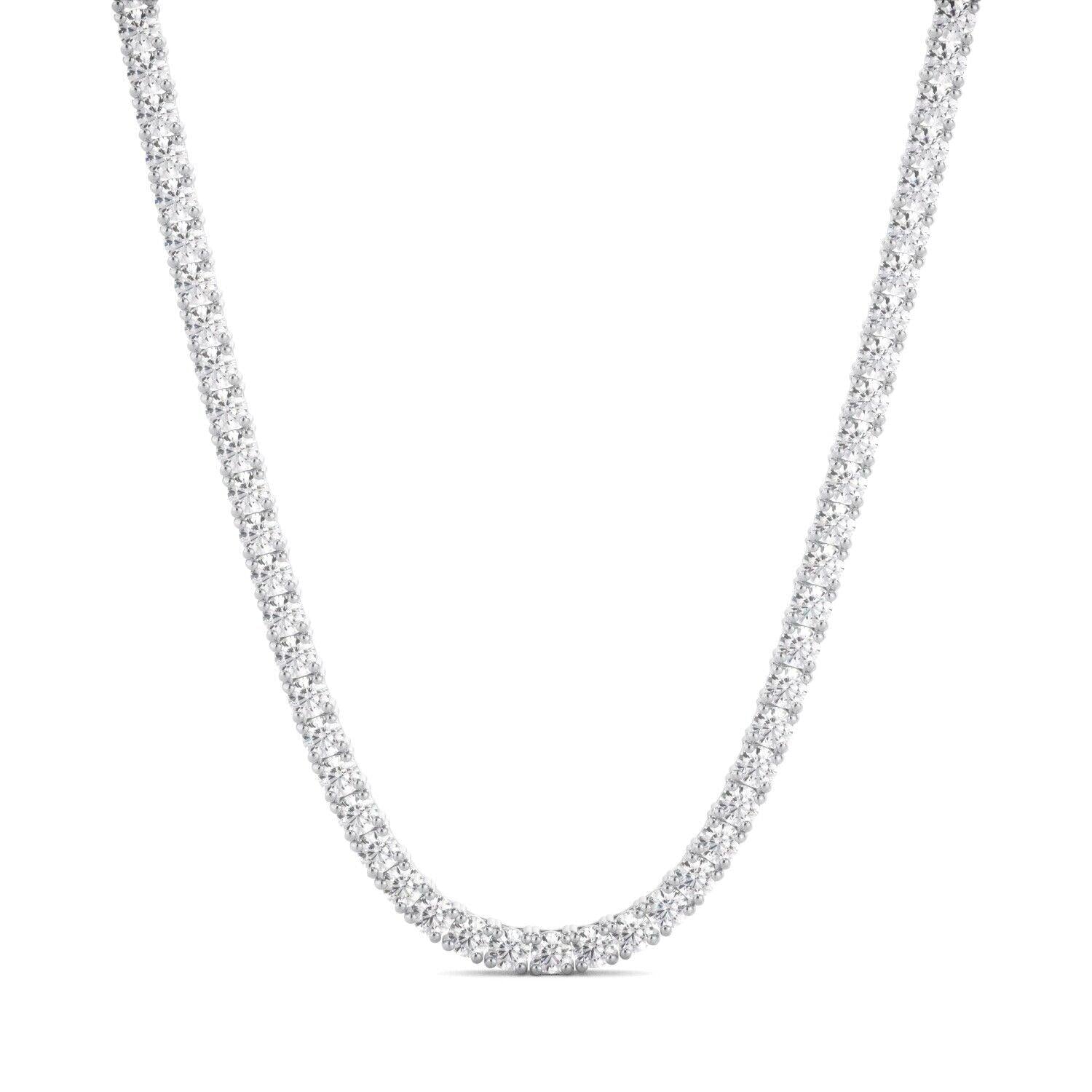 Natural 18" Diamond Tennis Necklace G-H SI2 14K White Gold 14.87ct t/w 4 Prong